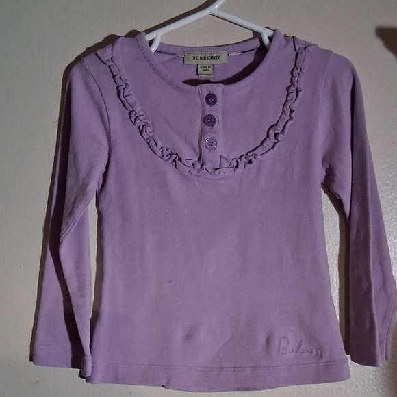 Burberry Kids Lavender Ruffle Long Sleeve Tee Size 3T - Picture 1 of 10